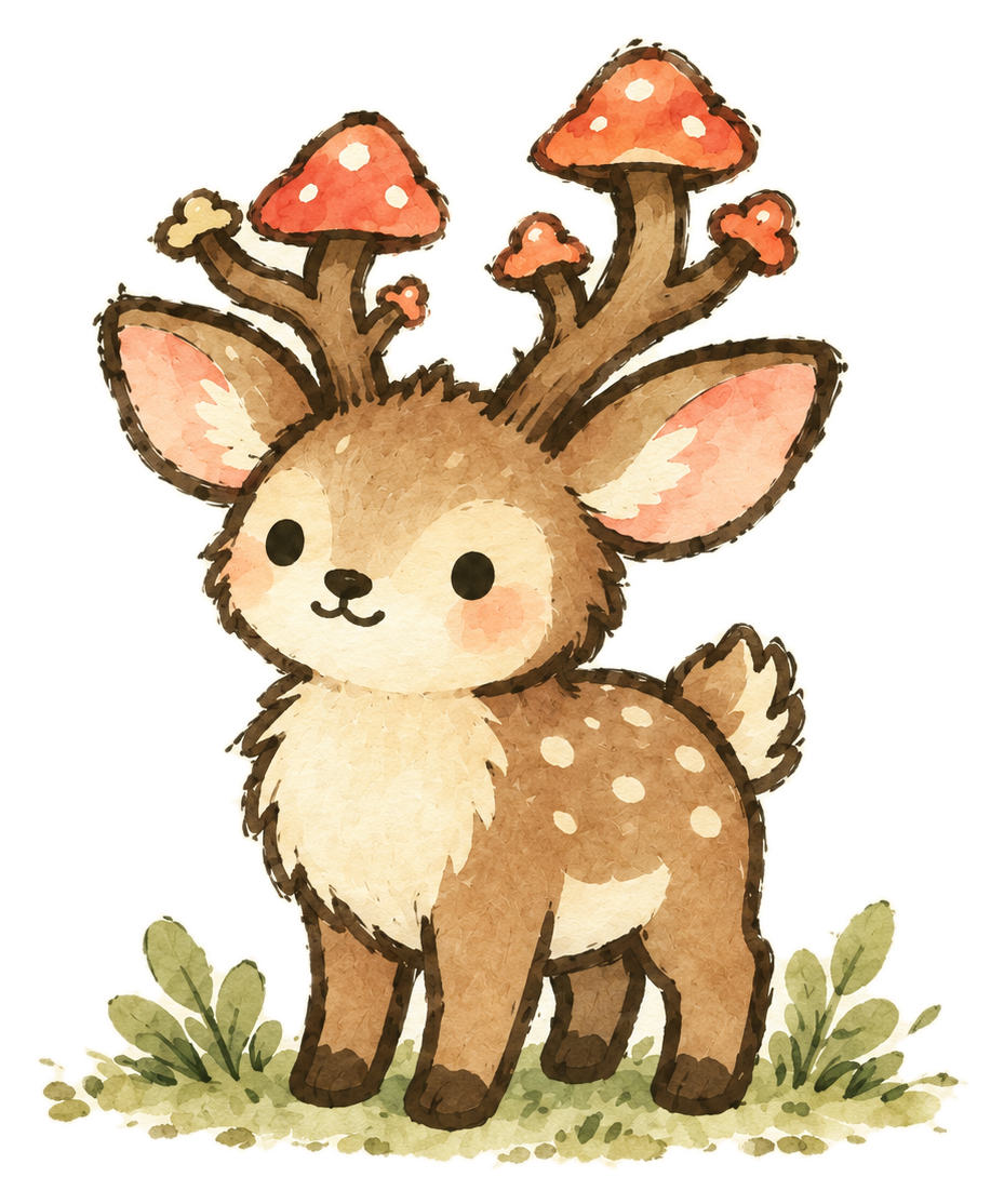 Our mushroom-antlered woodland deer