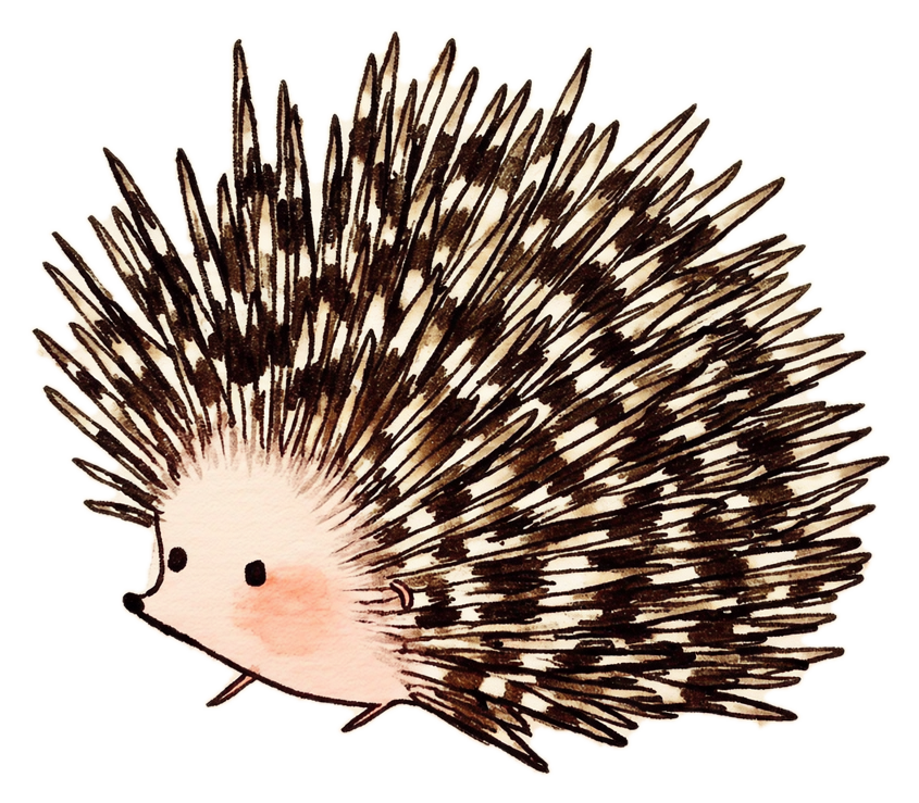 A small hedgehog with a magnificent crown of spines